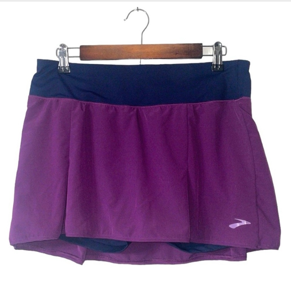 Brooks Running Shorts Skort Purple Navy Blue Short Stretchy Athletic Run Medium
